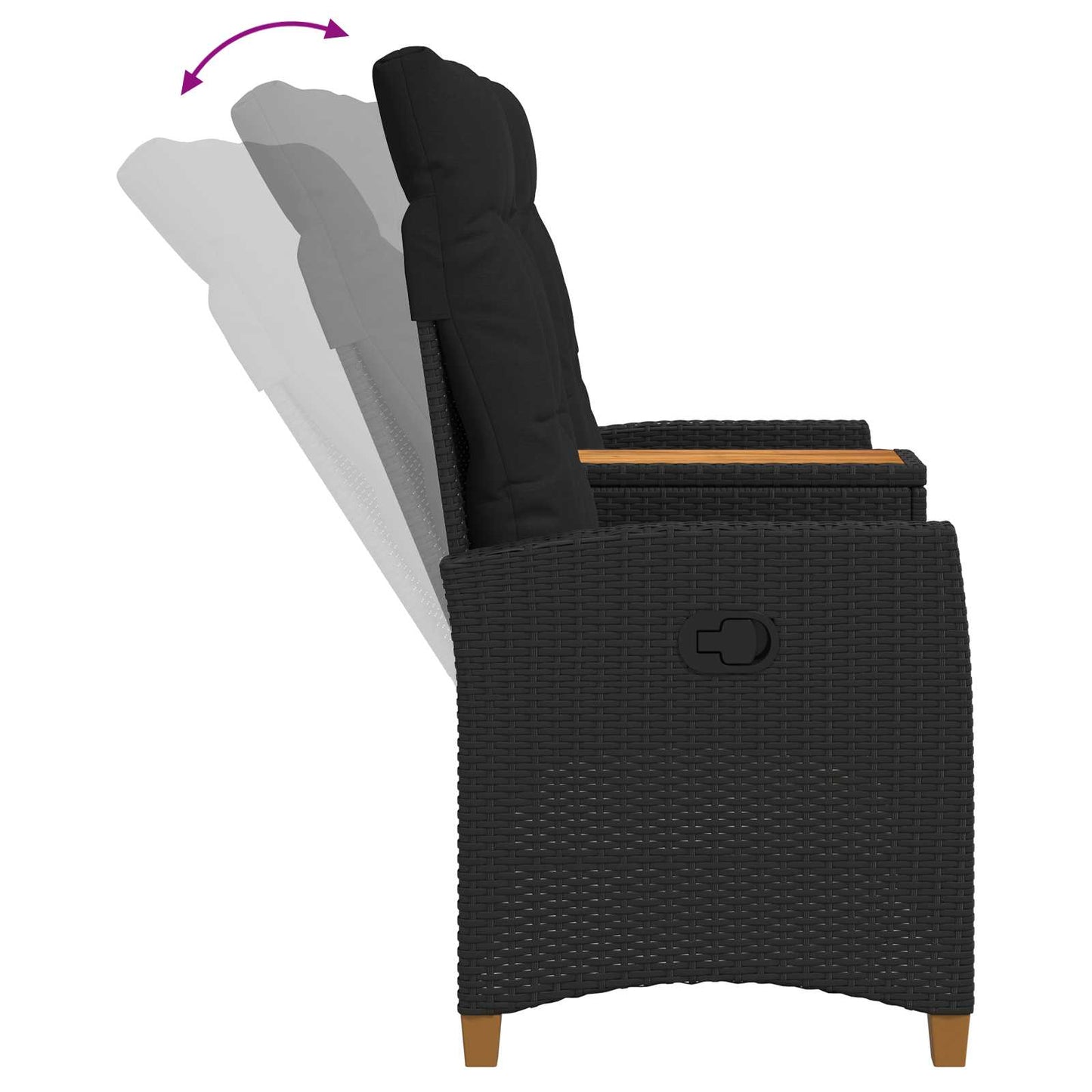 Trädgårdssoffa Reclining Bench with Table Svart 126 x 65 x 112 cm konstrotting