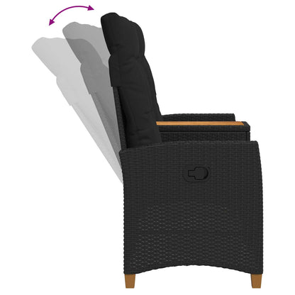 Trädgårdssoffa Reclining Bench with Table Svart 126 x 65 x 112 cm konstrotting