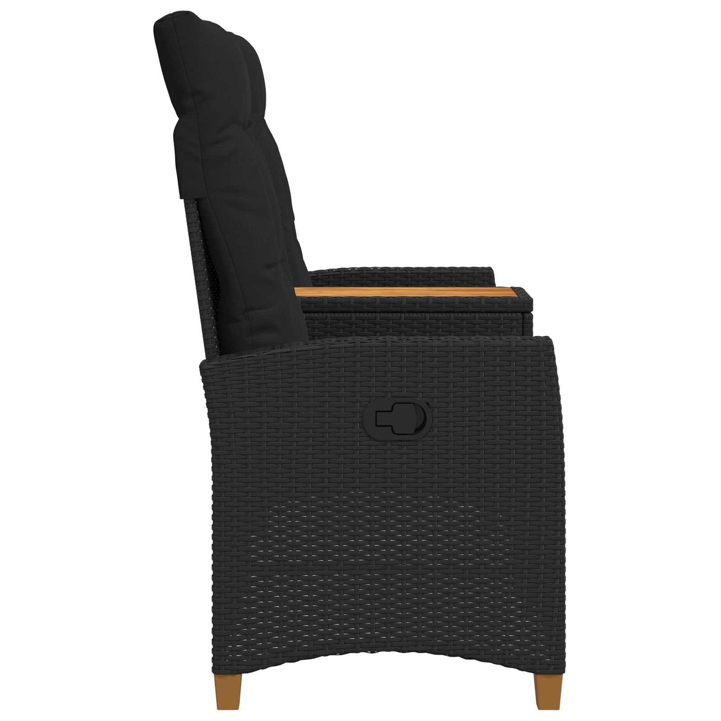 Trädgårdssoffa Reclining Bench with Table Svart 126 x 65 x 112 cm konstrotting