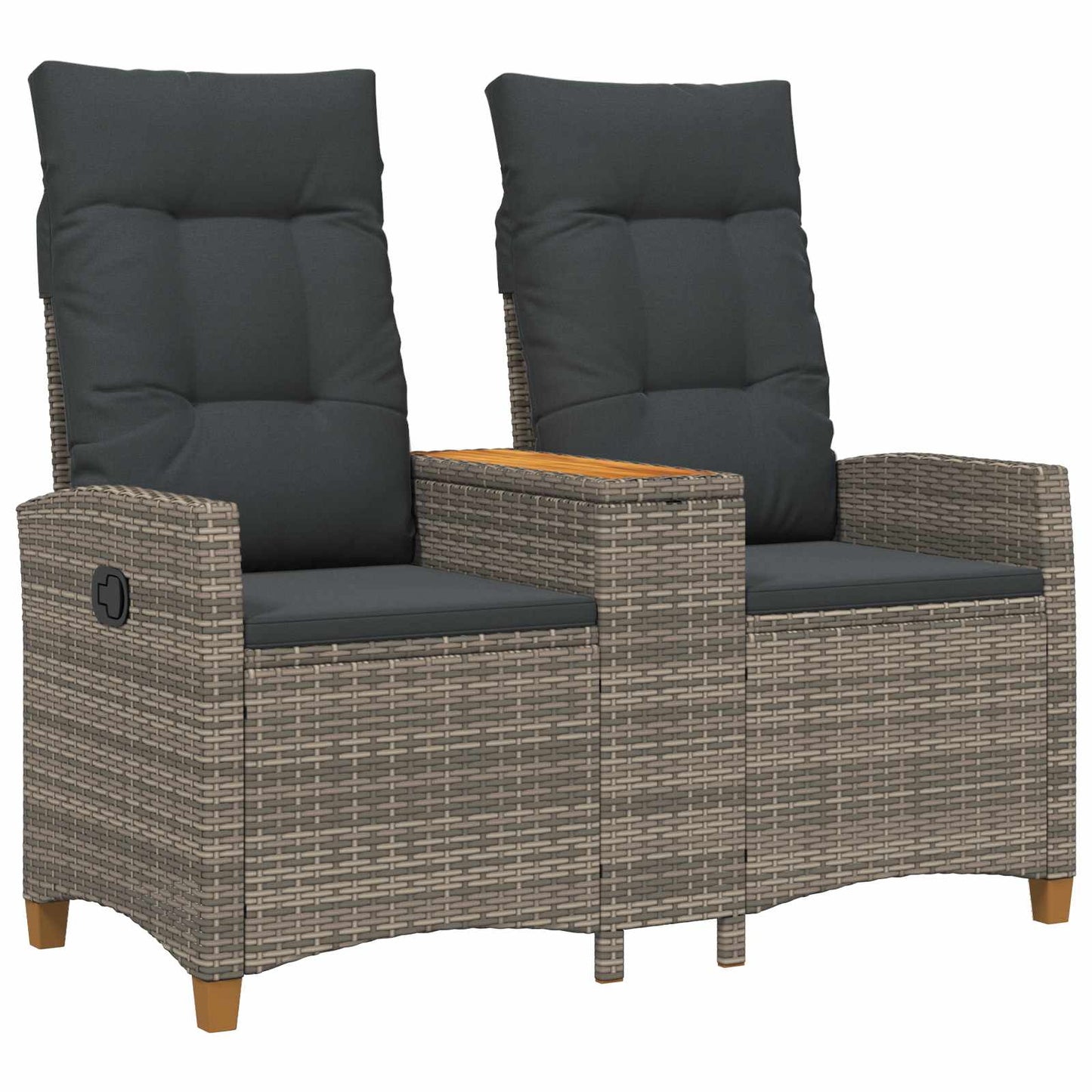 Trädgårdssoffa Reclining Bench with Table Grå och mörkgrå 126 x 65 x 112 cm