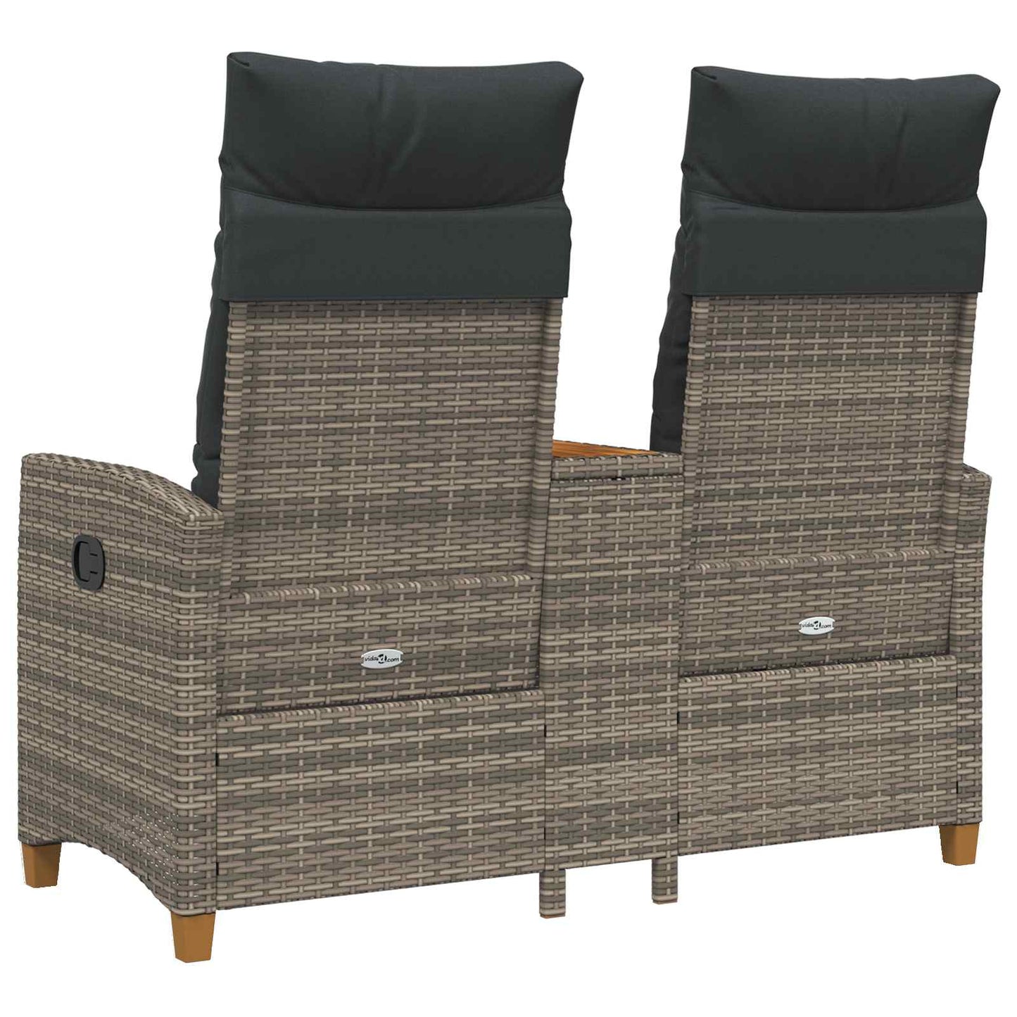 Trädgårdssoffa Reclining Bench with Table Grå och mörkgrå 126 x 65 x 112 cm