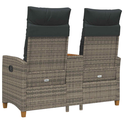 Trädgårdssoffa Reclining Bench with Table Grå och mörkgrå 126 x 65 x 112 cm