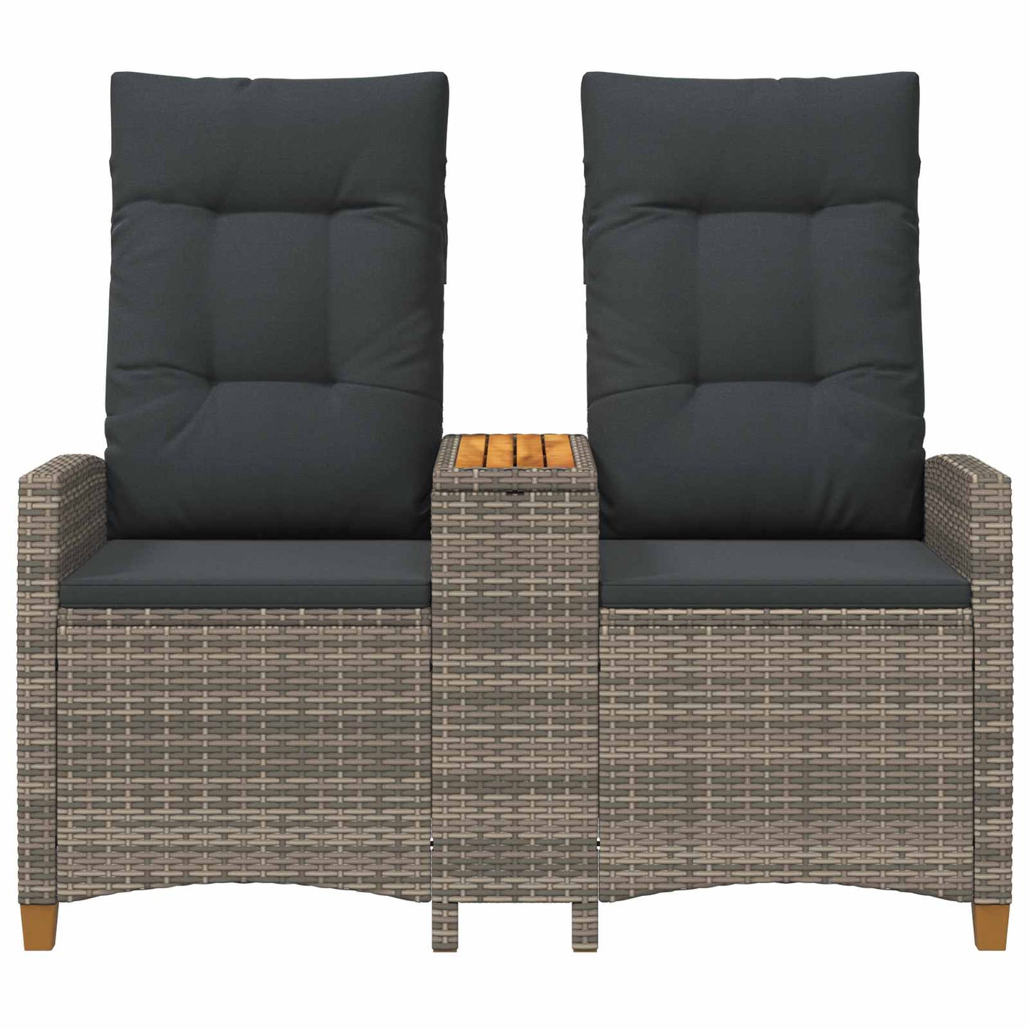 Trädgårdssoffa Reclining Bench with Table Grå och mörkgrå 126 x 65 x 112 cm