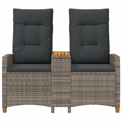 Trädgårdssoffa Reclining Bench with Table Grå och mörkgrå 126 x 65 x 112 cm