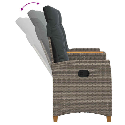 Trädgårdssoffa Reclining Bench with Table Grå och mörkgrå 126 x 65 x 112 cm