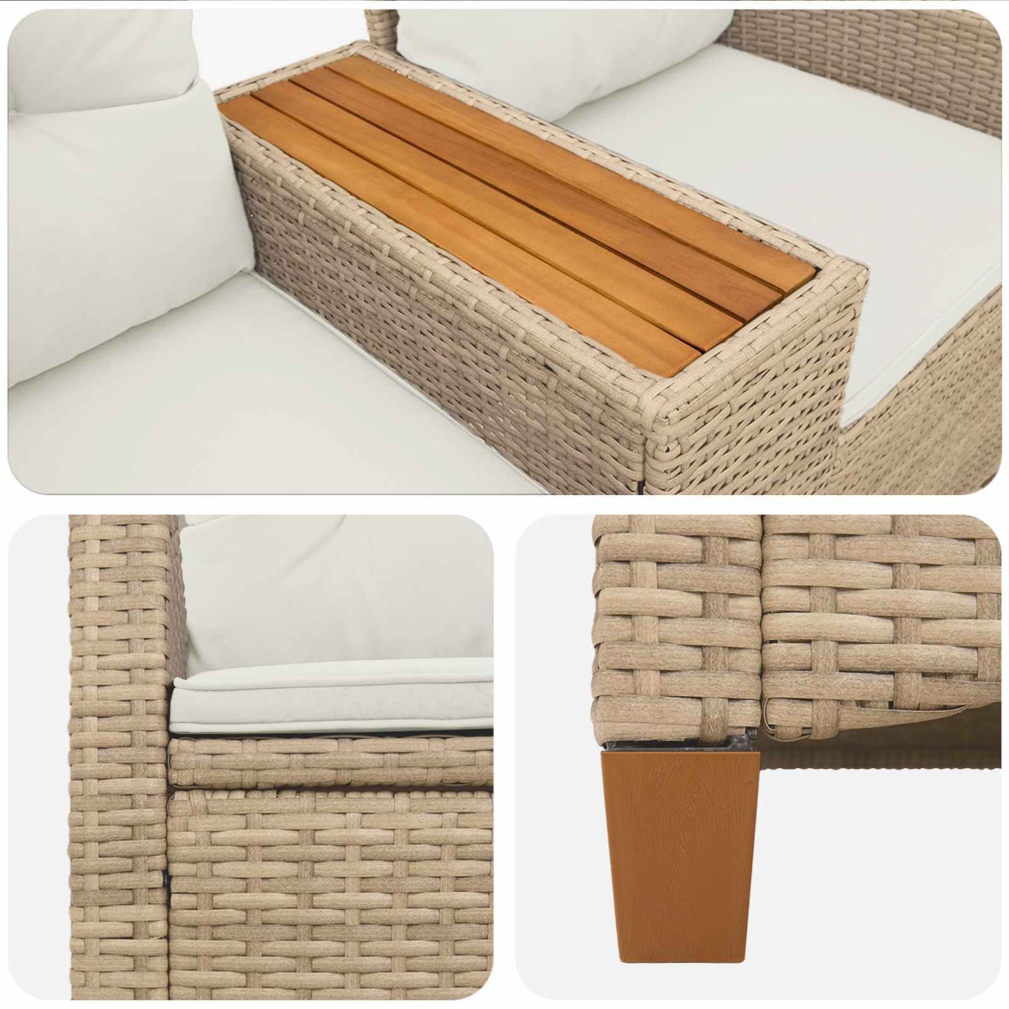 Trädgårdssoffa Beige och krämvit 126 x 65 x 112 cm