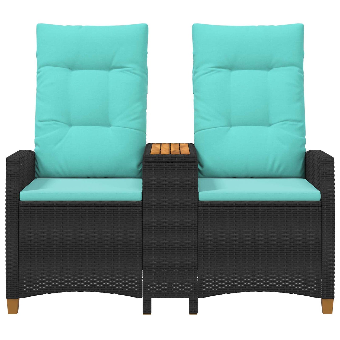Reclining Bench with Table Svart och turkos 126 x 65 x 112 cm