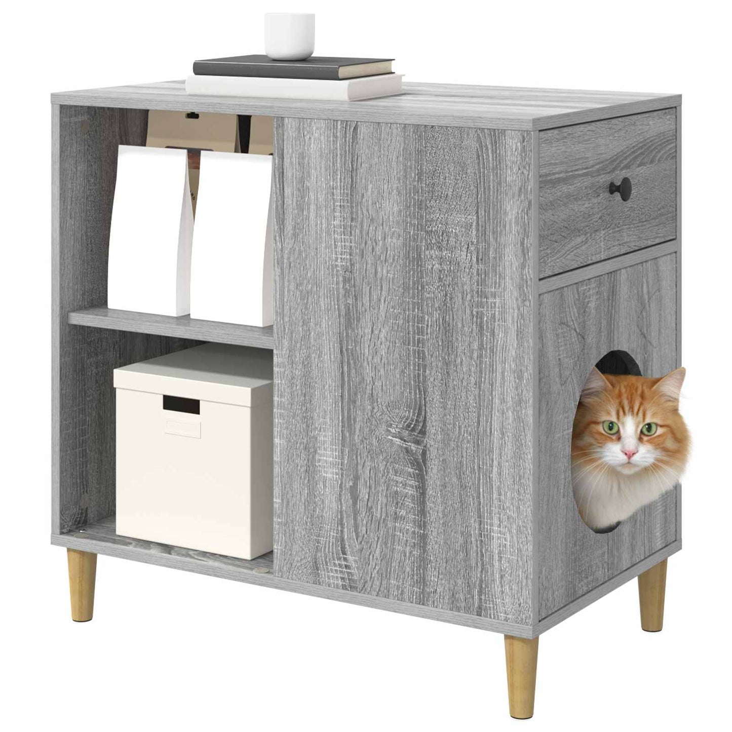 Kattmöbel Katthus Sonoma Grå 72 x 42,5 x 70 cm
