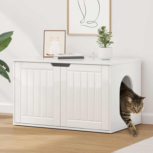 Katt hus Glansig Vit 85 x 55 x 50,5 cm Konstruerat trä