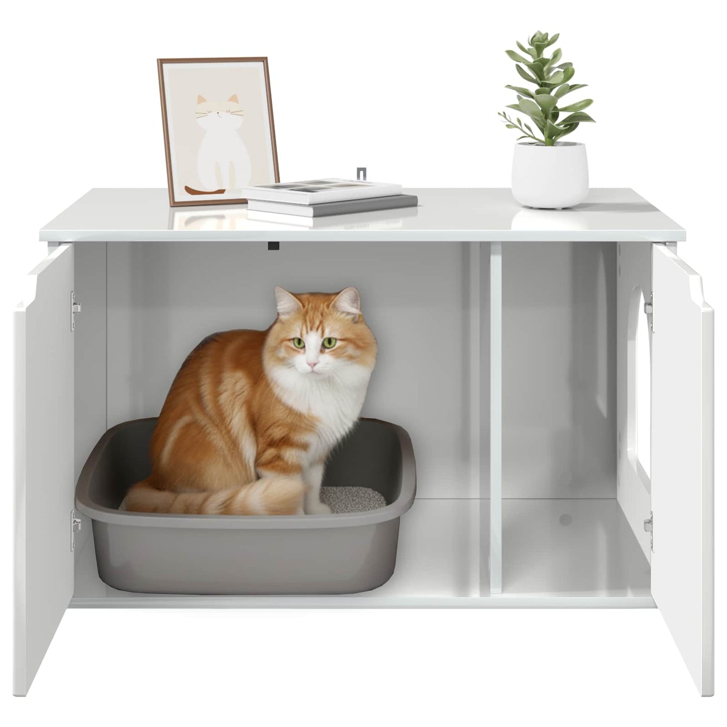Katt hus Glansig Vit 85 x 55 x 50,5 cm Konstruerat trä