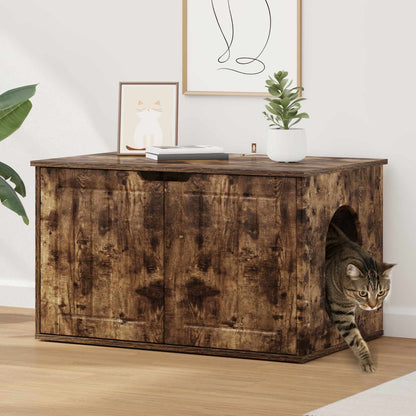 Katt hus Rökt ek 85 x 55 x 50,5 cm Konstruerat trä
