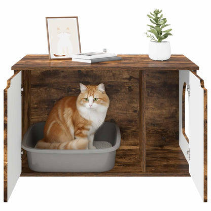 Katt hus Rökt ek 85 x 55 x 50,5 cm Konstruerat trä