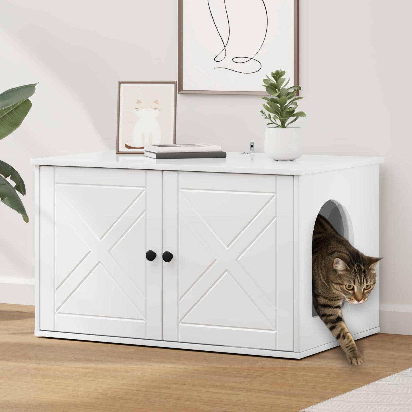 Kattmöbel Katthus Glansig Vit 85 x 55 x 50 cm