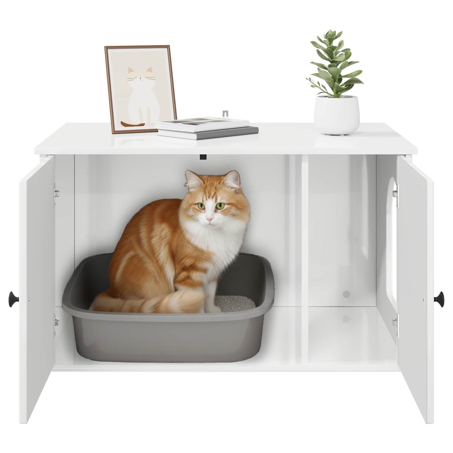 Kattmöbel Katthus Glansig Vit 85 x 55 x 50 cm