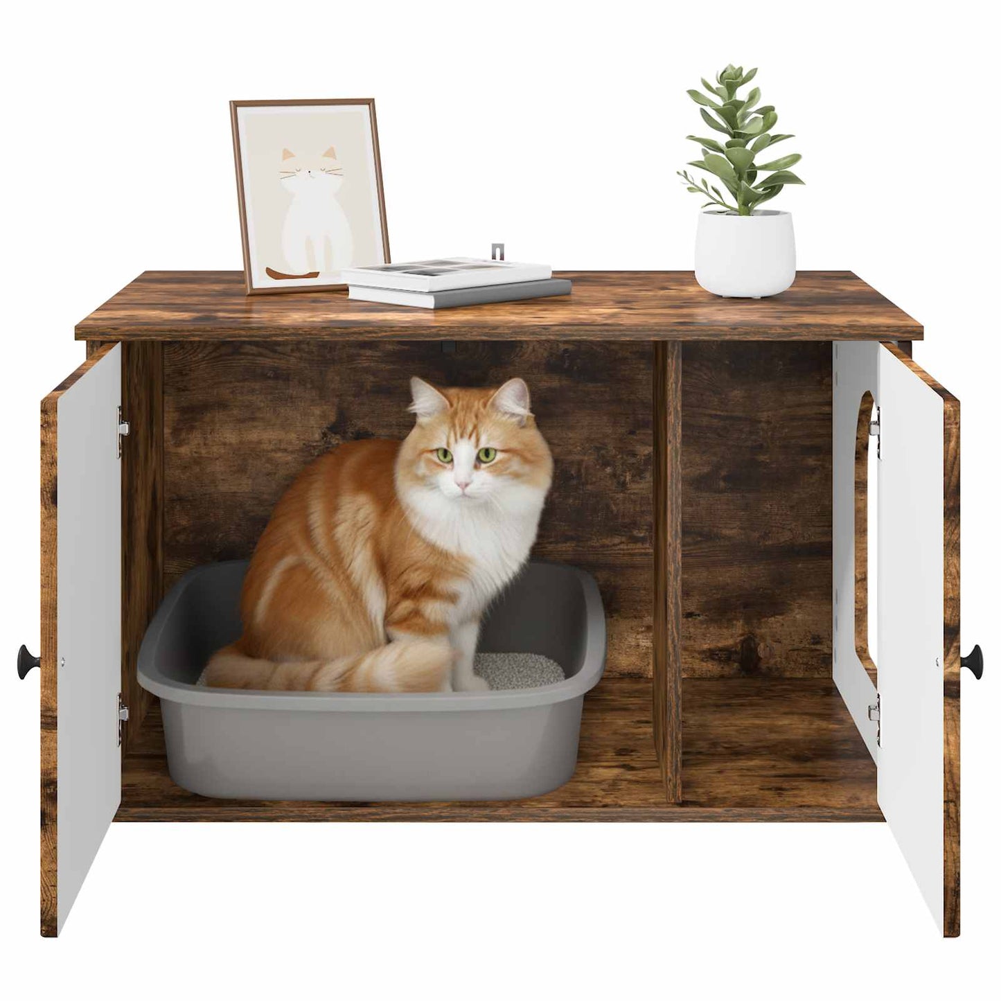Kattmöbel Katthus Rökfärgad Ek 85 x 55 x 50 cm