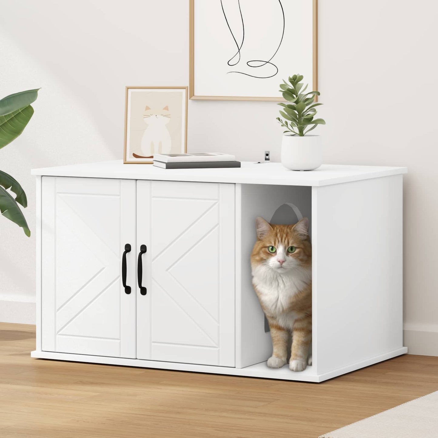 Kattmöbel Katthus Vit 85 x 55 x 50 cm