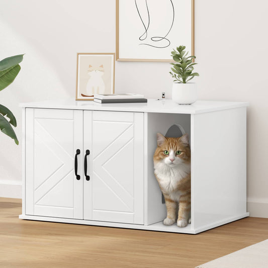 Kattmöbel Katthus Glansig Vit 85 x 55 x 50 cm