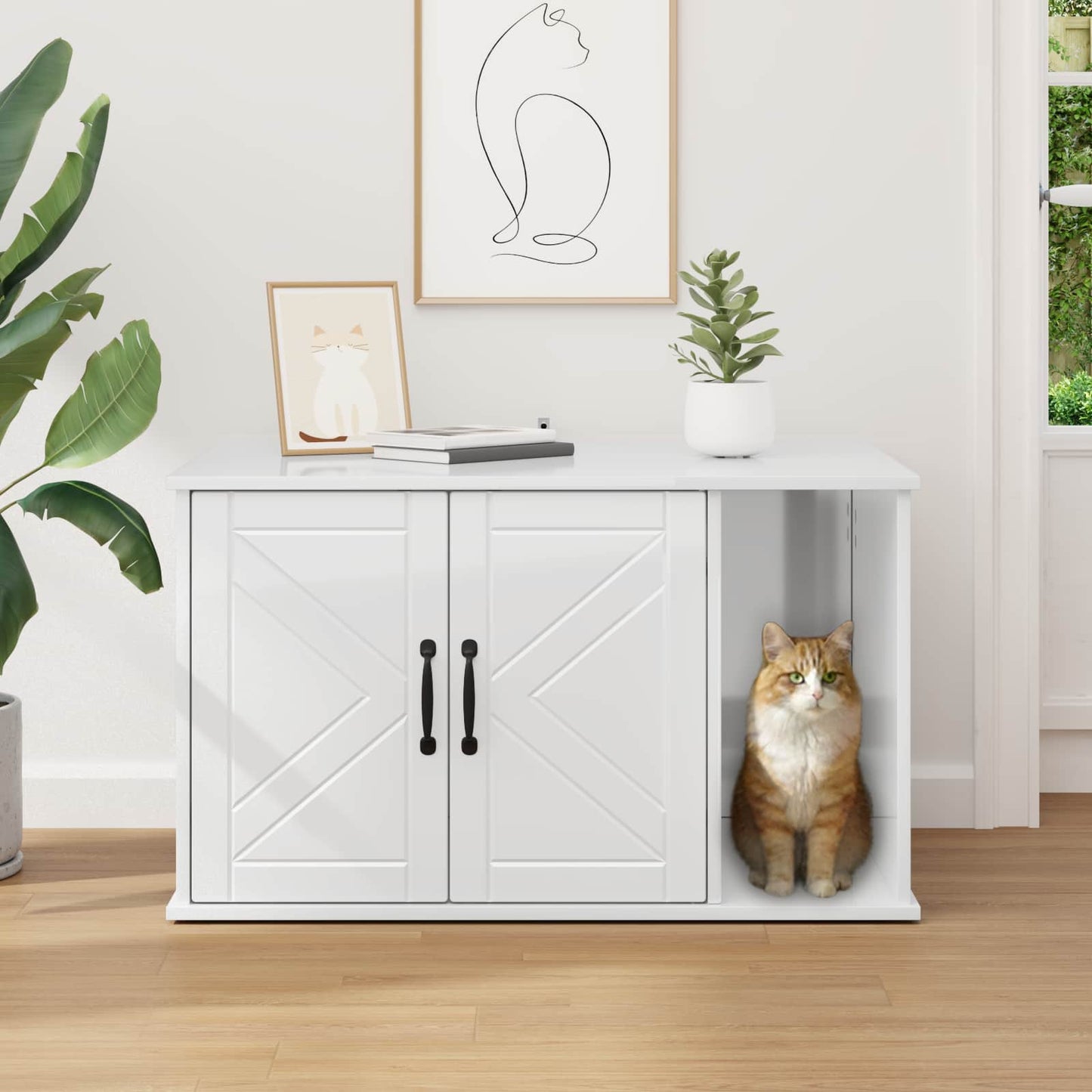 Kattmöbel Katthus Glansig Vit 85 x 55 x 50 cm