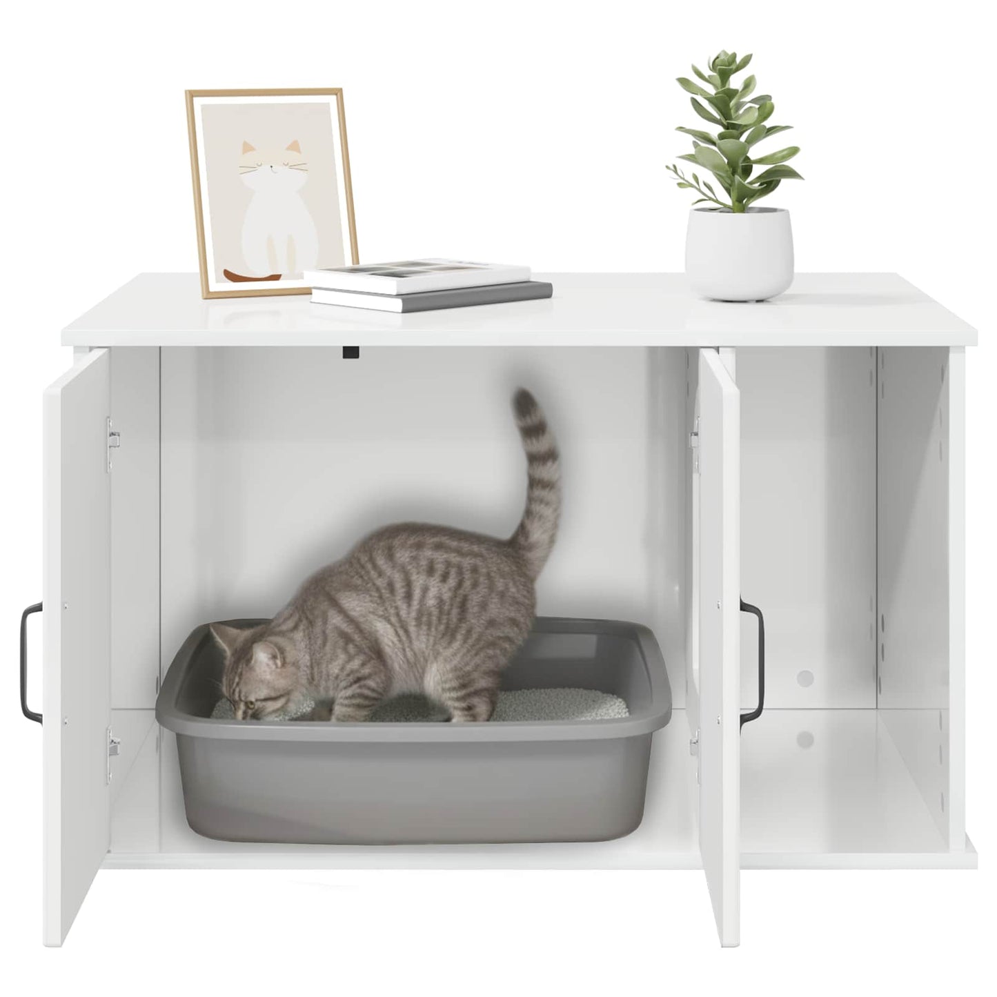 Kattmöbel Katthus Glansig Vit 85 x 55 x 50 cm