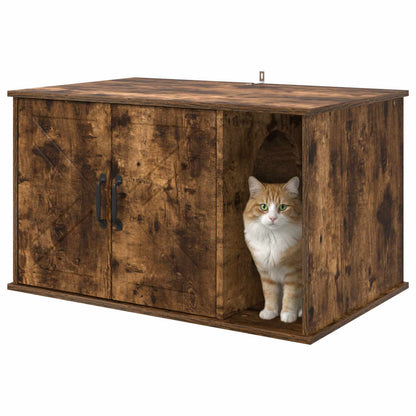 Kattmöbel Katthus Rökfärgad Ek 85 x 55 x 50 cm