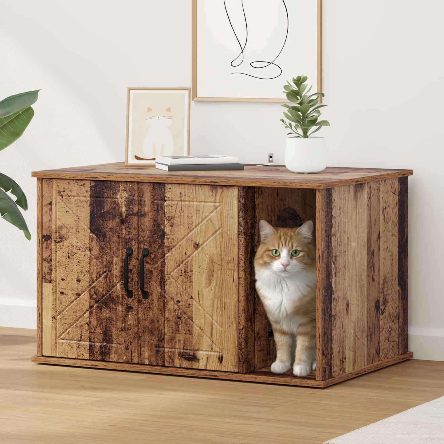 Kattmöbel Katthus Gammalt Trä 85 x 55 x 50 cm