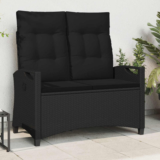 Trädgårdssoffa Svart 105 x 60 x 112 cm Stål och Polyester