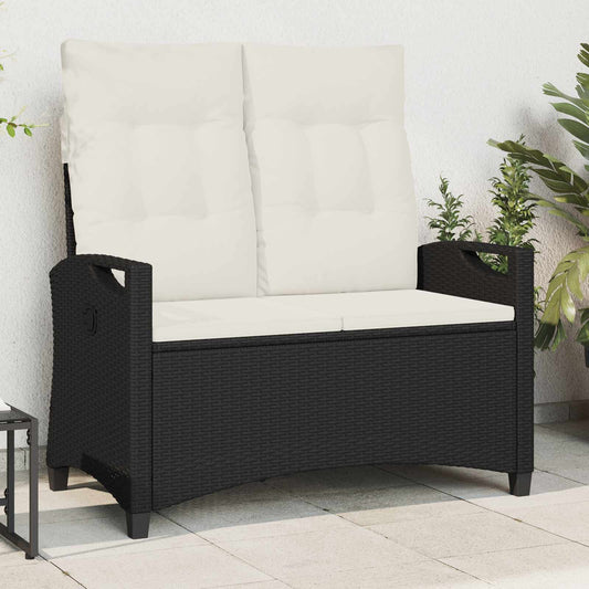 Trädgårdssoffa med kudde Svart och kräm 105 x 60 x 112 cm