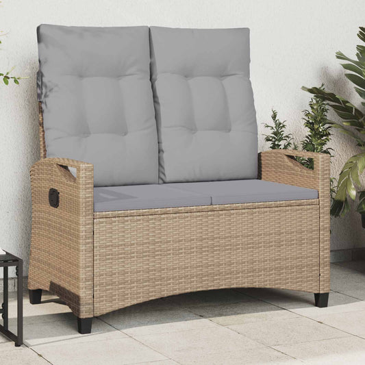 Trädgårdssoffa med kudde Beige och Ljusgrå 105 x 60 x 112 cm