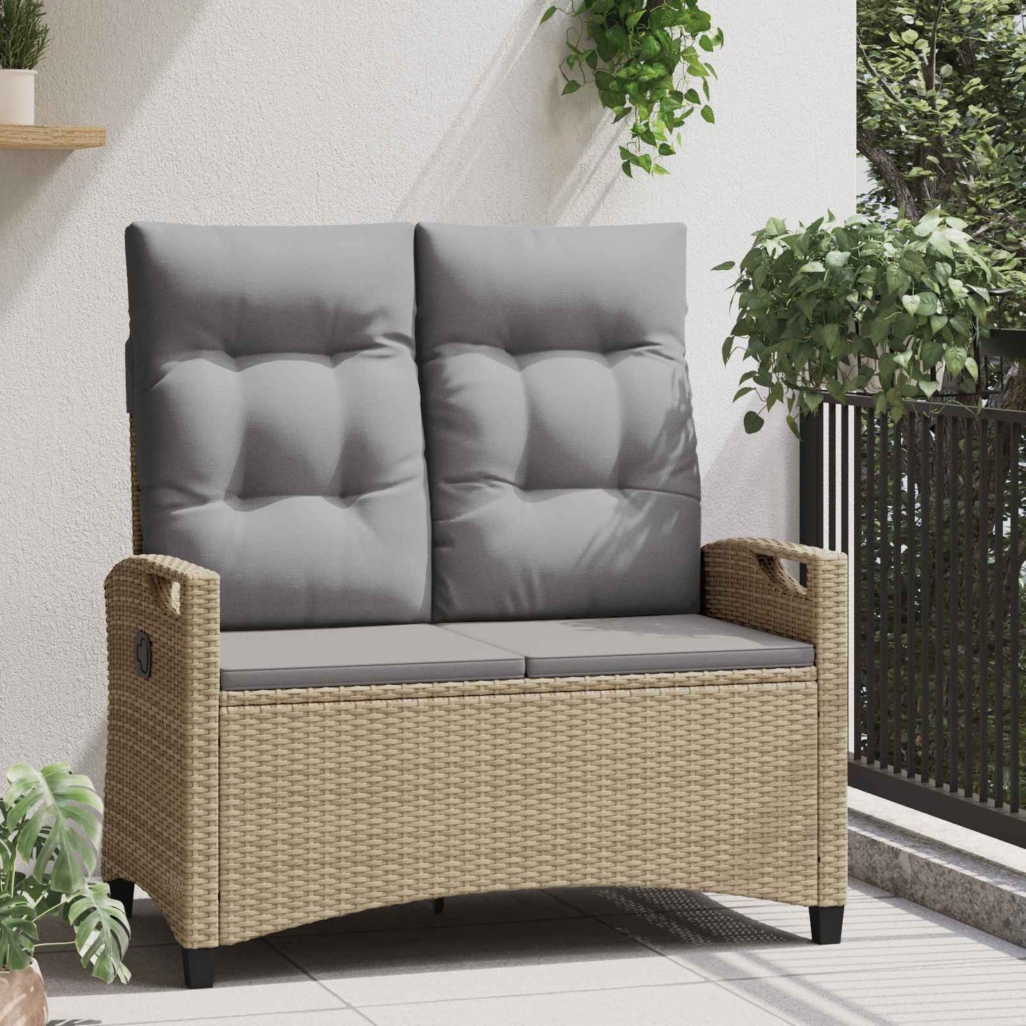 Trädgårdssoffa med kudde Beige och Ljusgrå 105 x 60 x 112 cm