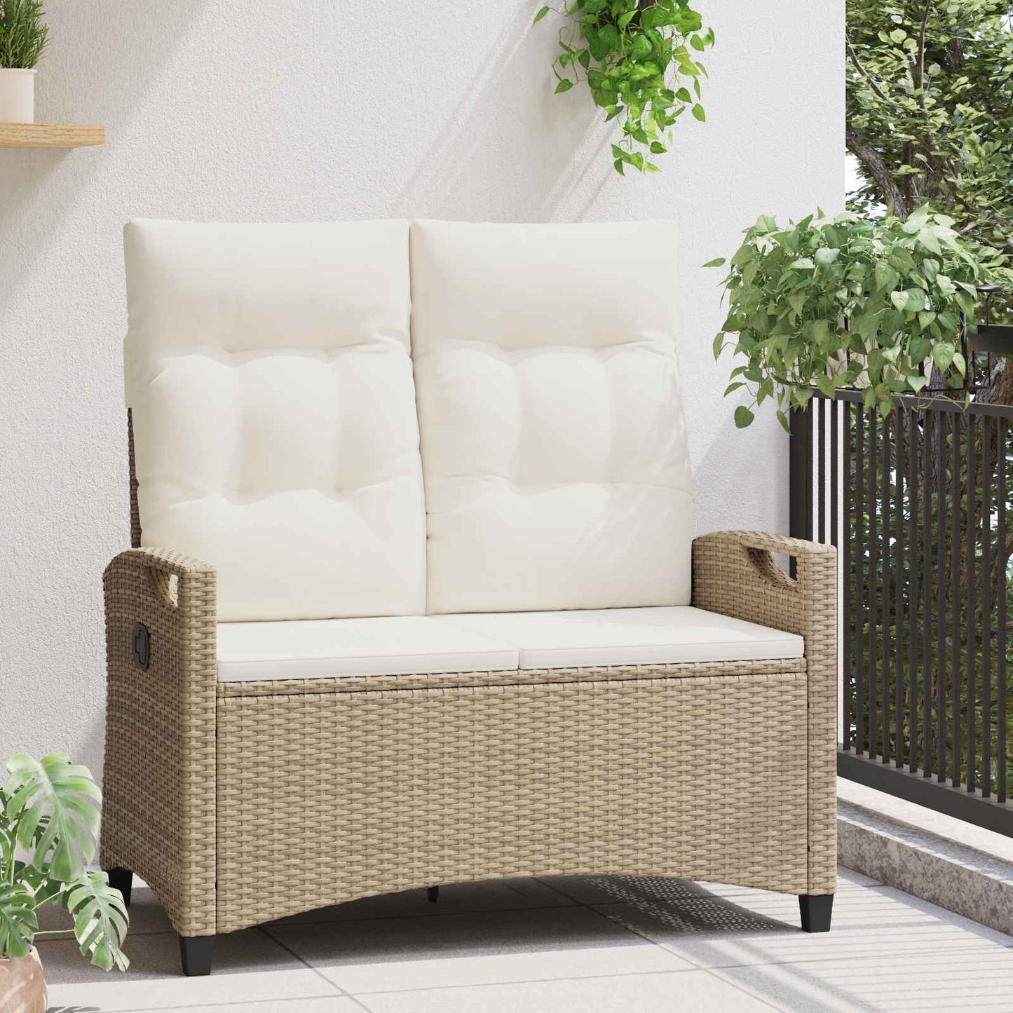 Trädgårdssoffa med kudde Beige och gräddfärgad 105 x 60 x 112 cm