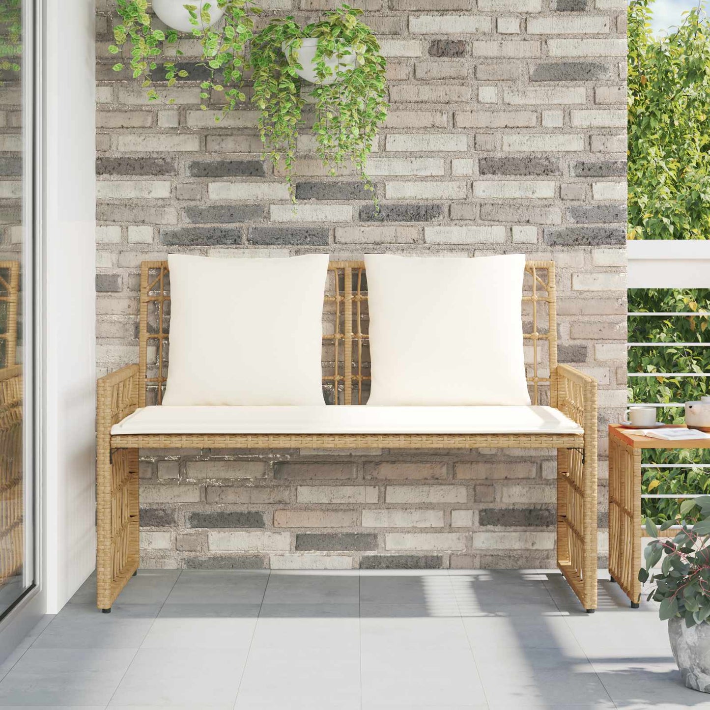 Trädgårdssoffa Enfärgad Naturlig och Grädde 116 x 55 x 82 cm