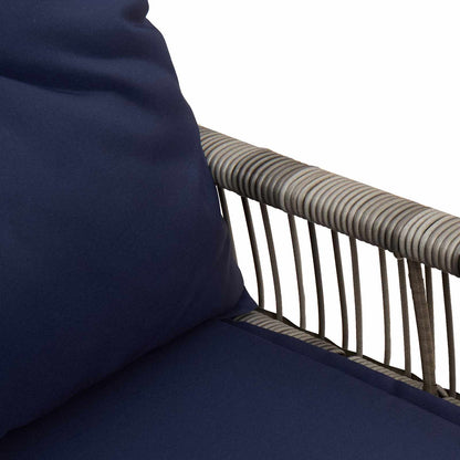 Utomhusbänk med kudde 4 pcs Grå och Marinblå konstrotting