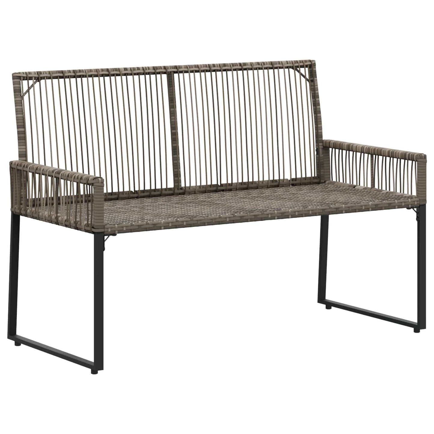 Utomhusbänk med kudde 4 pcs Grå och Marinblå konstrotting