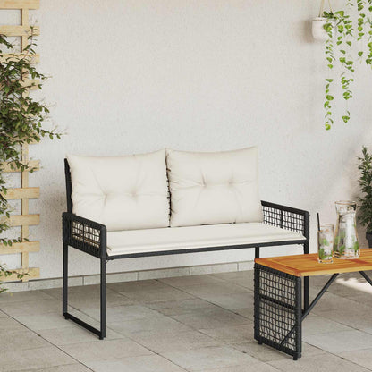 Trädgårdssoffa med kudde Svart och krämvit 118 x 55 x 82 cm
