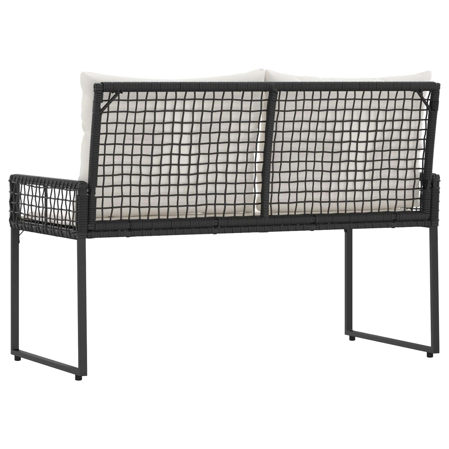 Trädgårdssoffa med kudde Svart och krämvit 118 x 55 x 82 cm