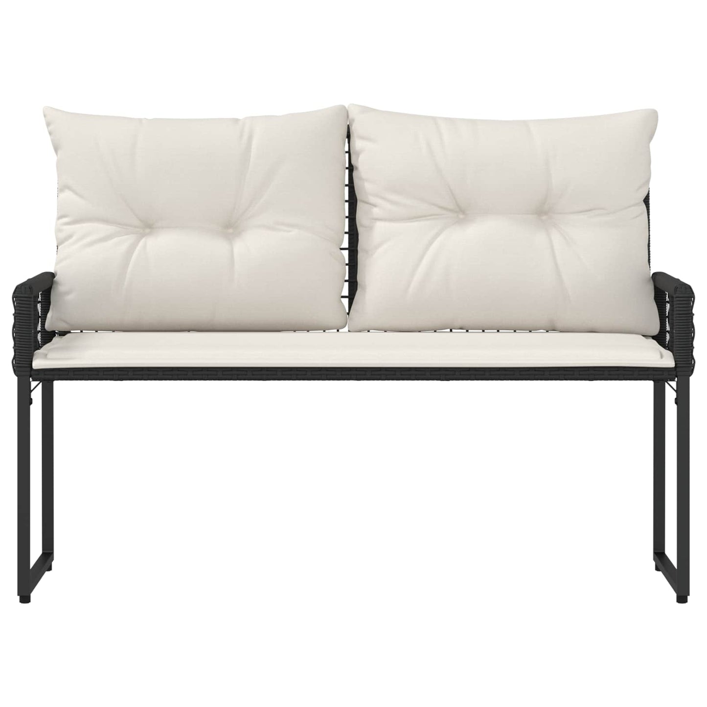 Trädgårdssoffa med kudde Svart och krämvit 118 x 55 x 82 cm