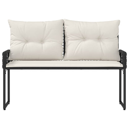 Trädgårdssoffa med kudde Svart och krämvit 118 x 55 x 82 cm
