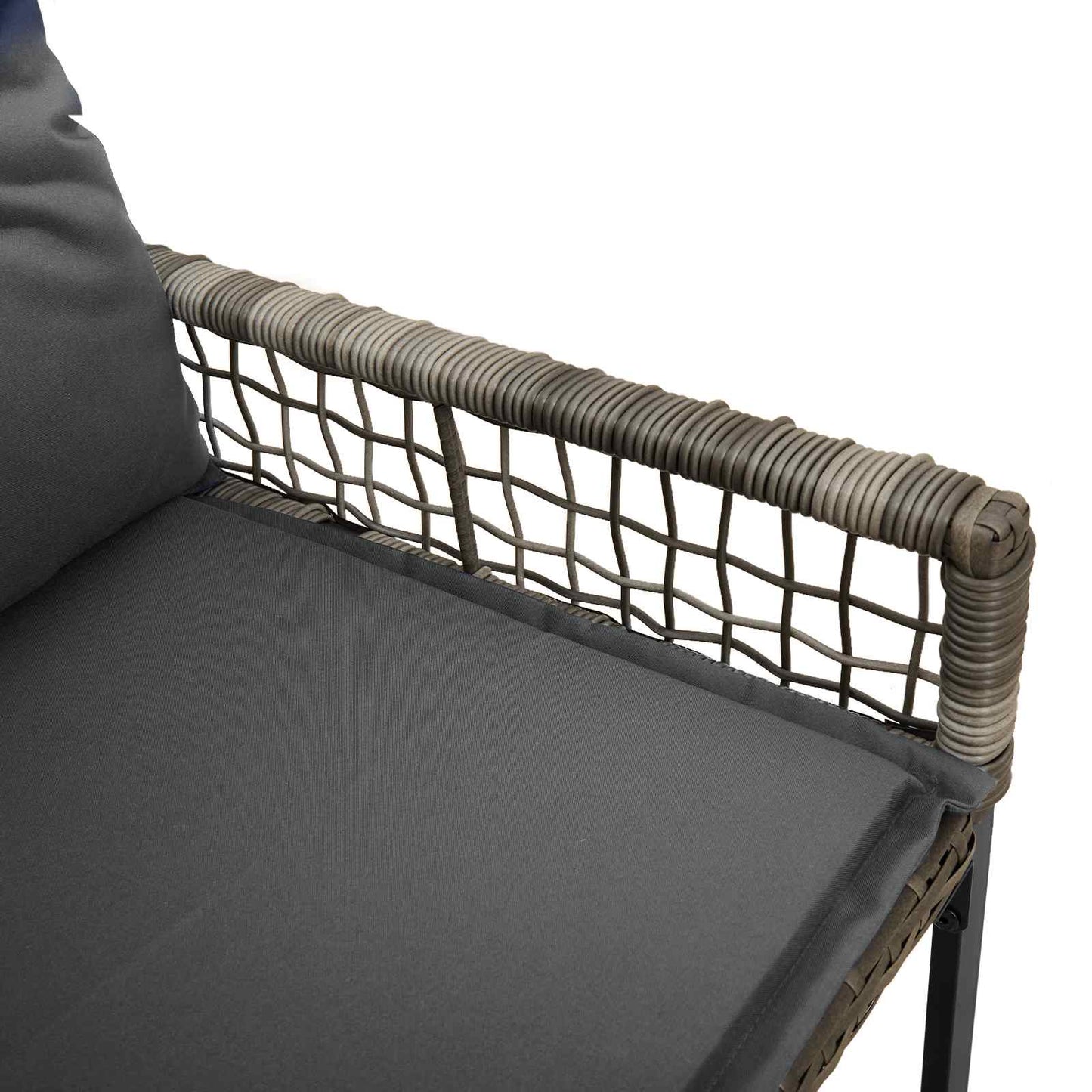 Trädgårdsbänk Konstrotting med kudde Grå 118 x 55 x 82 cm