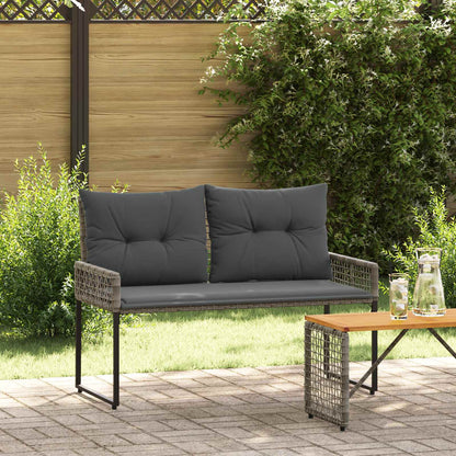 Trädgårdsbänk Konstrotting med kudde Grå 118 x 55 x 82 cm