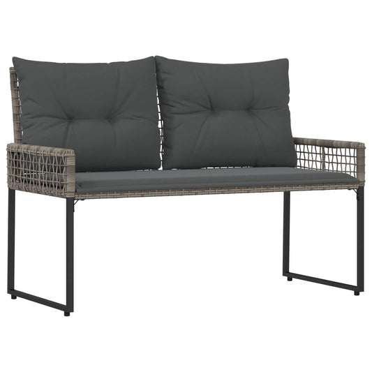 Trädgårdsbänk Konstrotting med kudde Grå 118 x 55 x 82 cm