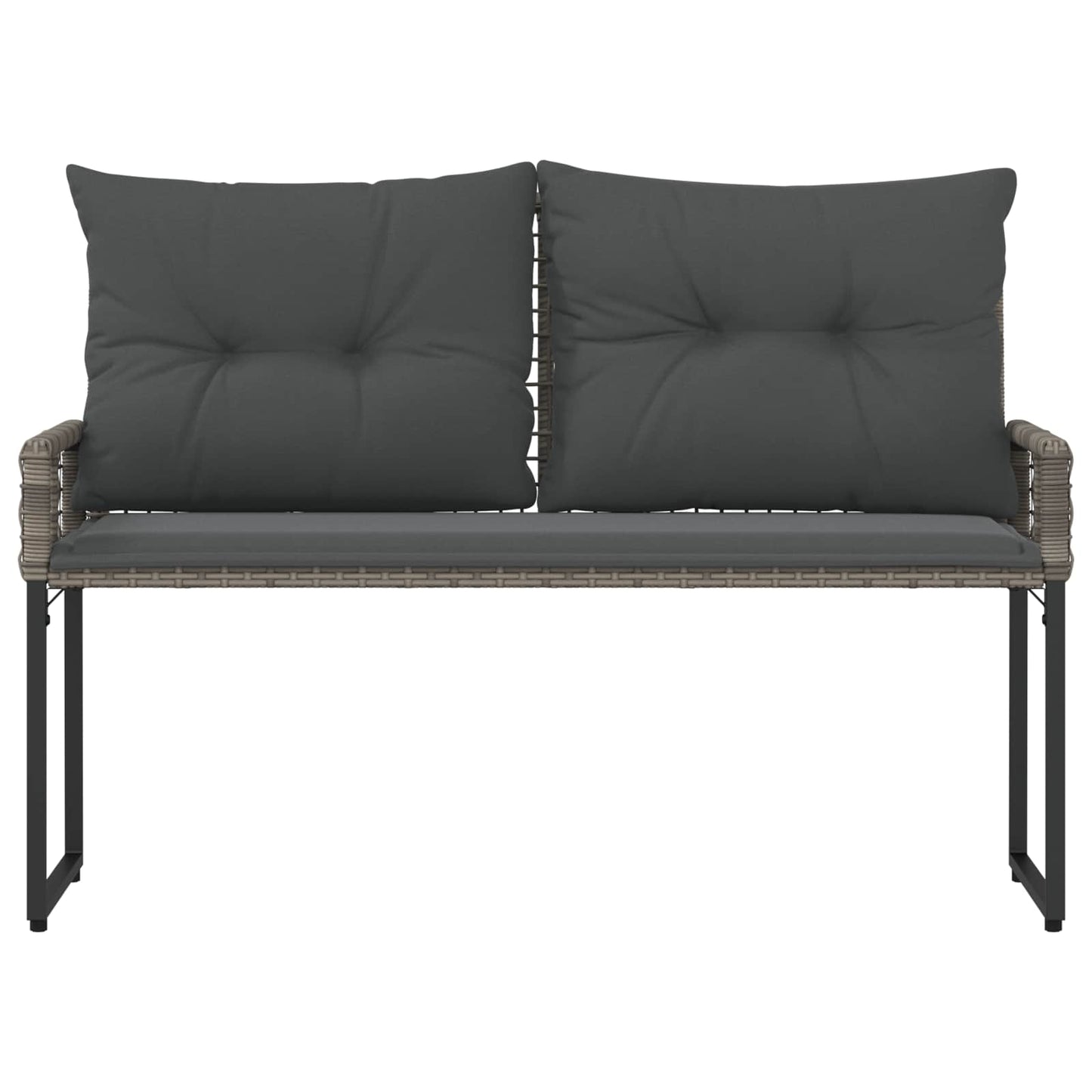 Trädgårdsbänk Konstrotting med kudde Grå 118 x 55 x 82 cm