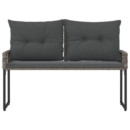 Trädgårdsbänk Konstrotting med kudde Grå 118 x 55 x 82 cm