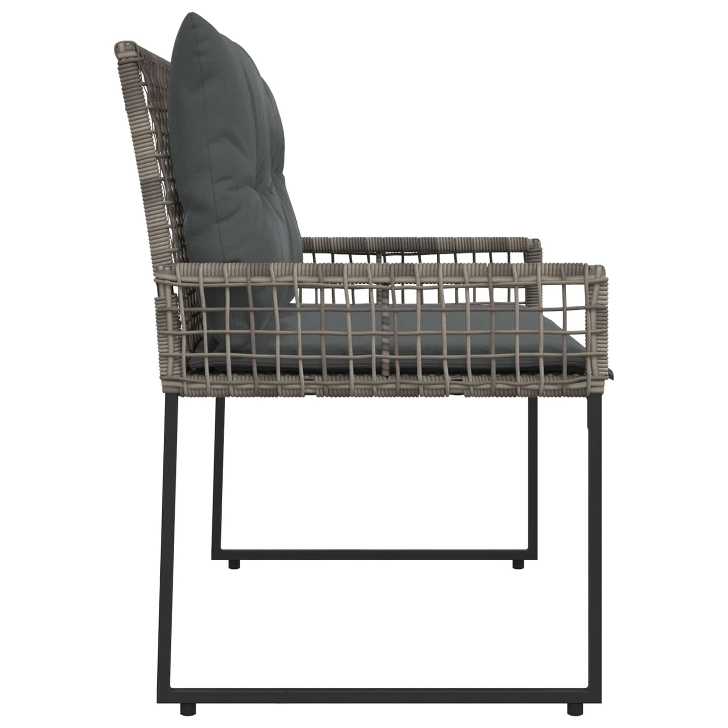 Trädgårdsbänk Konstrotting med kudde Grå 118 x 55 x 82 cm