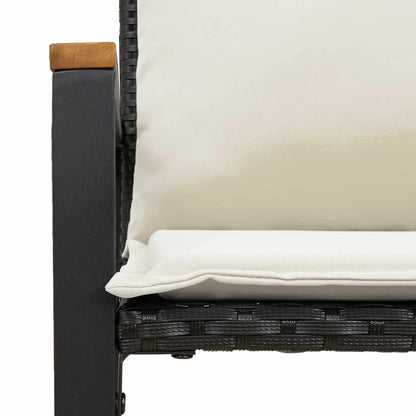 Trädgårdsbänk Konstrotting med kudde Svart och krämvit 115 x 65 x 72 cm