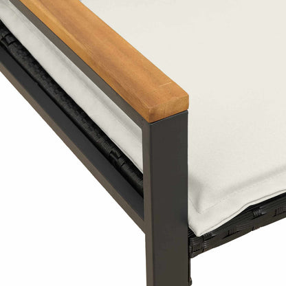 Trädgårdsbänk Konstrotting med kudde Svart och krämvit 115 x 65 x 72 cm