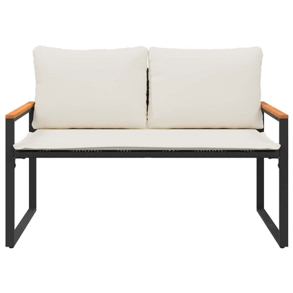 Trädgårdsbänk Konstrotting med kudde Svart och krämvit 115 x 65 x 72 cm