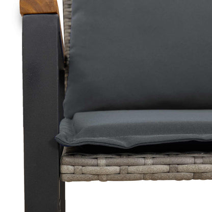 Trädgårdsbänk Konstrotting med kudde Grå och mörkgrå 115 x 65 x 72 cm