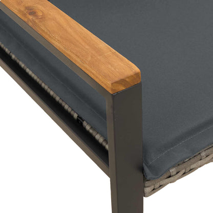 Trädgårdsbänk Konstrotting med kudde Grå och mörkgrå 115 x 65 x 72 cm