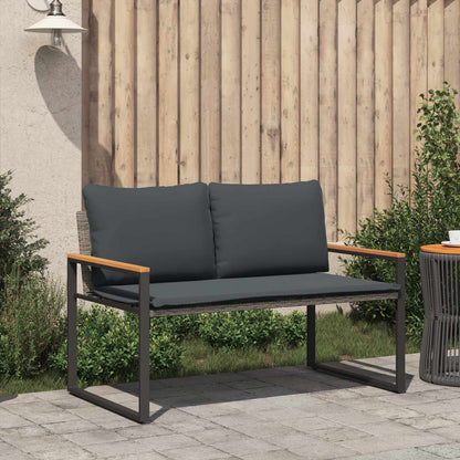 Trädgårdsbänk Konstrotting med kudde Grå och mörkgrå 115 x 65 x 72 cm