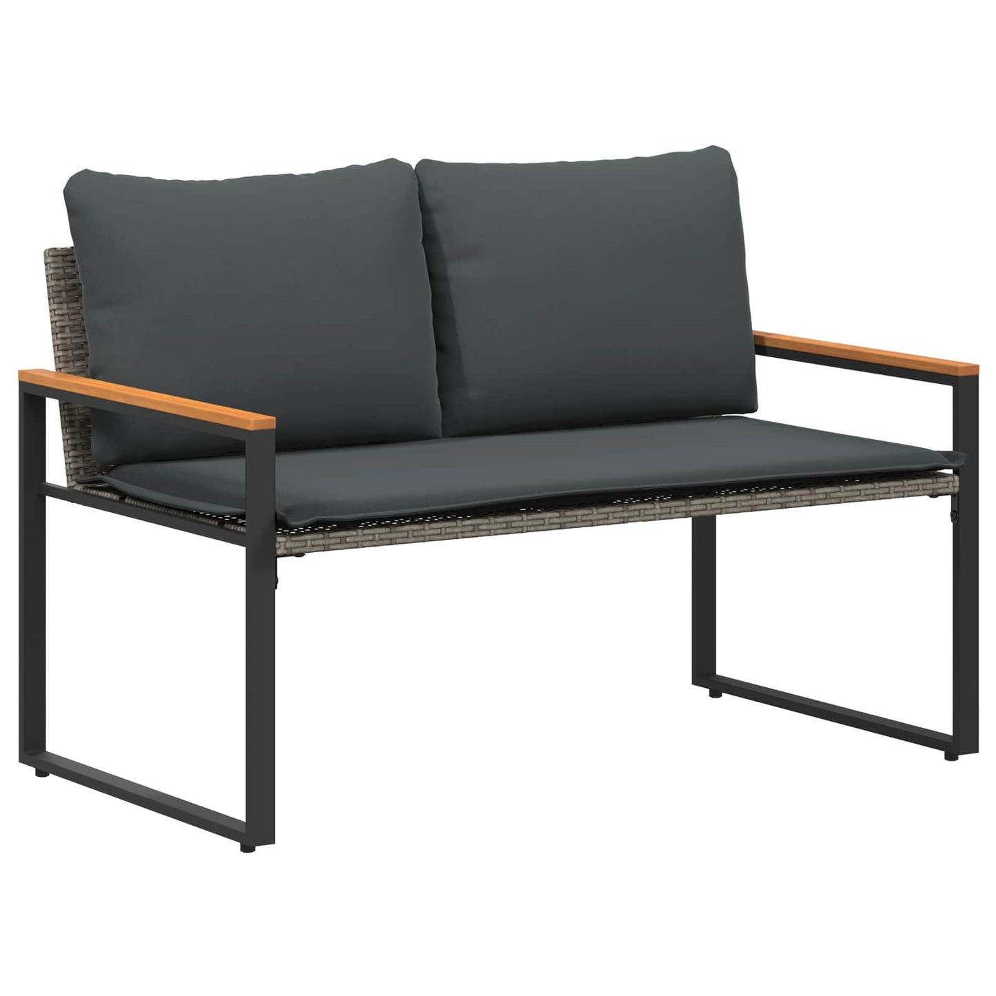 Trädgårdsbänk Konstrotting med kudde Grå och mörkgrå 115 x 65 x 72 cm